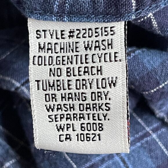 Panhandle Slim Shirt‎ Top Women Size L Blue Plaid Button Up Collared 100% Cotton - Picture 7 of 12